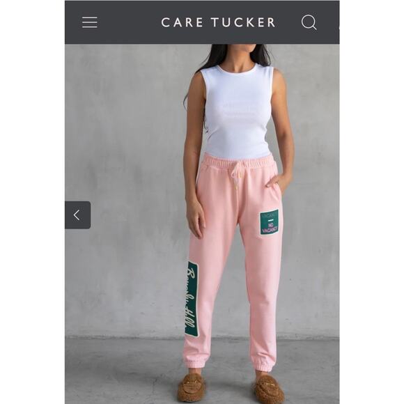 Care Tucker Care Classic Sweatpants Pink Comfy 100% Cotton Soft - Picture 2 of 9